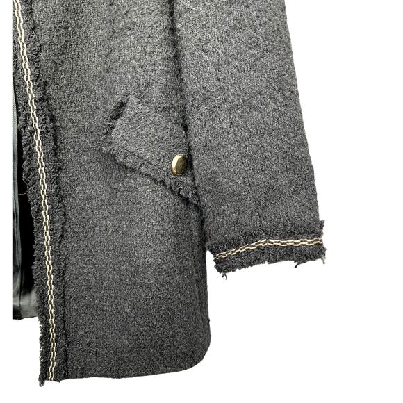 NEW! Zara Woman's S Tweed Boucle Evening Coat Lady Textured Jacket Black Gold - Picture 9 of 9